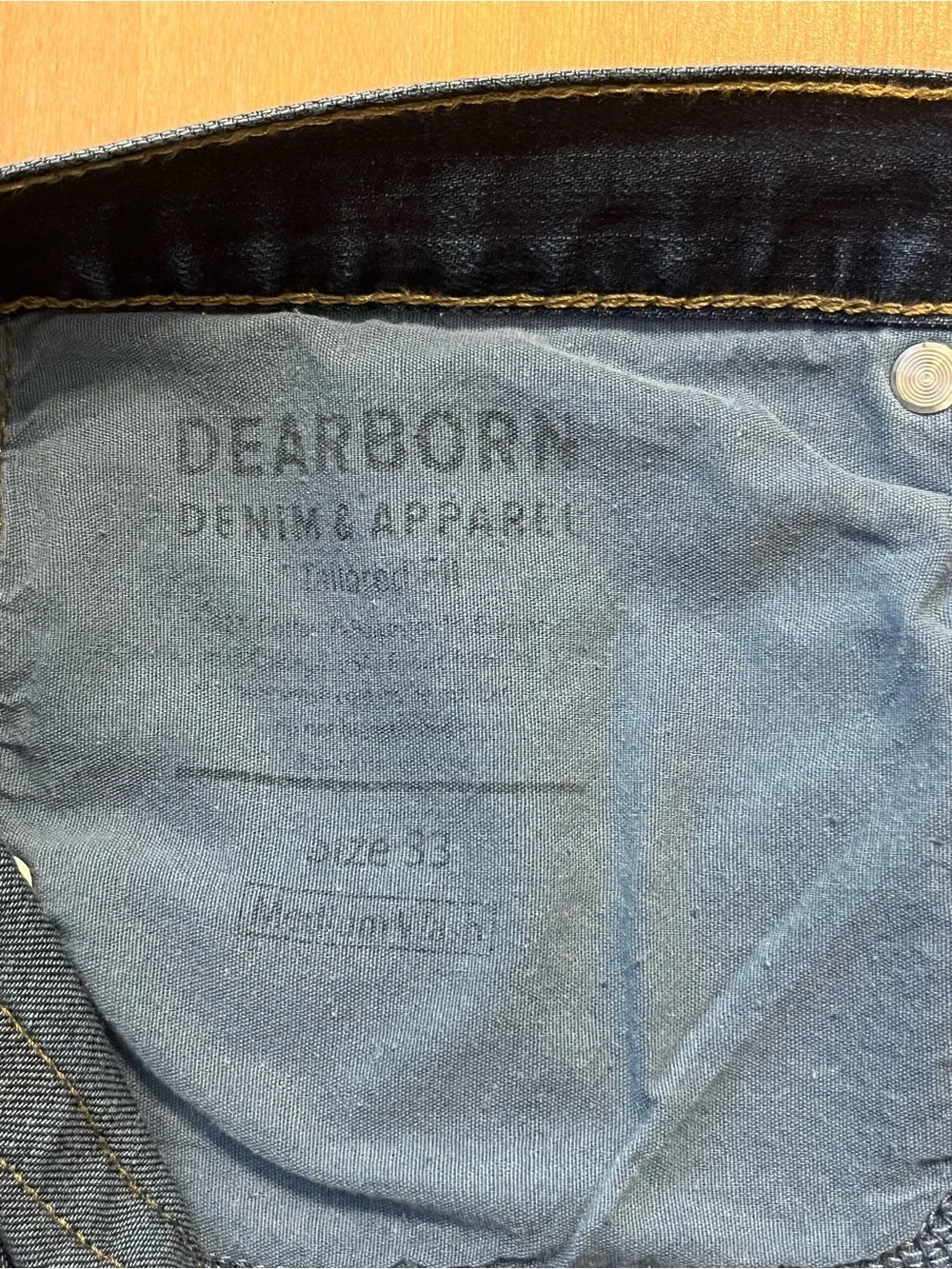 Dearborn Denim Jeans Mens 33x31 Blue Tailored Slim Straight Denim USA Dark
